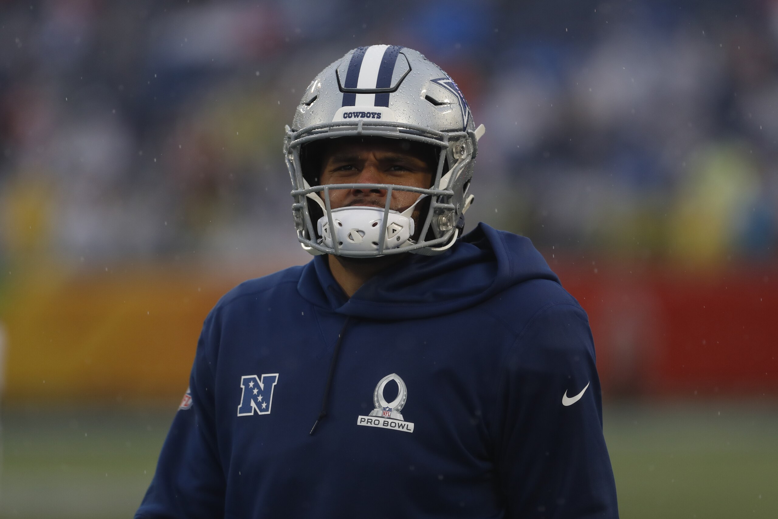 NFC quarterback Dak Prescott (4), of the Dallas Cowboys, during the second half of the NFL Pro Bowl football game Sunday, Jan. 27, 2019, in Orlando, Fla. (AP Photo/Mark LoMoglio)