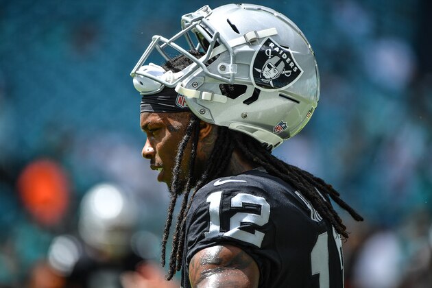 MIAMI, FL - SEPTEMBER 23: Martavis Bryant #12 of the Oakland Raiders before the game against the Miami Dolphins at Hard Rock Stadium on September 23, 2018 in Miami, Florida. (Photo by Mark Brown/Getty Images)