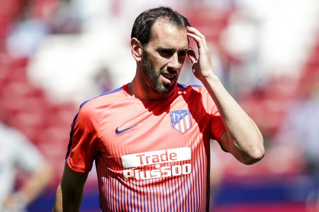 MADRID, SPAIN - APRIL 27: Diego Godin of Atletico Madrid during the La Liga Santander  match between Atletico Madrid v Real Valladolid at the Estadio Wanda Metropolitano on April 27, 2019 in Madrid Spain (Photo by David S. Bustamante/Soccrates/Getty Images)