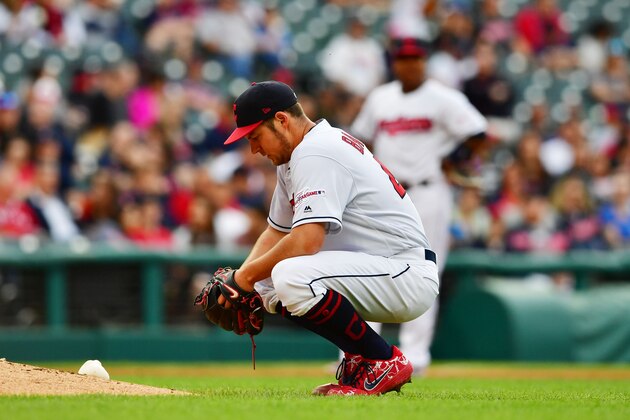 CLEVELAND, OHIO - MAY 06: Starting pitcher Trevor Bauer #47 of the Cleveland Indians reacts after giving up a run during the fifth inning against the Chicago White Sox at Progressive Field on May 06, 2019 in Cleveland, Ohio. (Photo by Jason Miller/Getty Images)