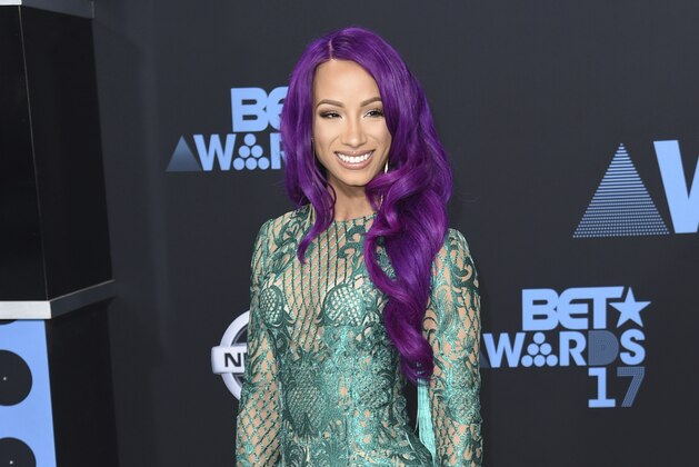 Sasha Banks arrives at the BET Awards at the Microsoft Theater on Sunday, June 25, 2017, in Los Angeles. (Photo by Richard Shotwell/Invision/AP)