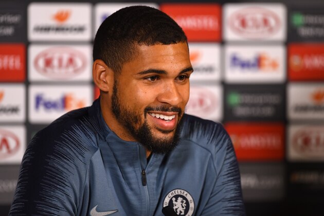 COBHAM, ENGLAND - MAY 08:  Ruben Loftus-Cheek smiles during a Chelsea press conference on the eve of their UEFA Europa Leageu semi final against Eintracht Frankfurt at Chelsea Training Ground on May 08, 2019 in Cobham, England. (Photo by Harriet Lander/Getty Images)