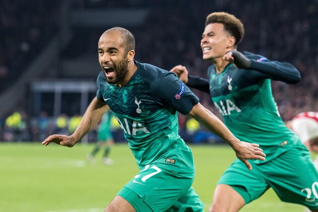 Lucas Moura of Tottenham Hotspur during the UEFA Champions League semi final match Ajax Amsterdam and Tottenham Hotspur FC at the Johan Cruijff Arena on May 08, 2019 in Amsterdam, The Netherlands(Photo by VI Images via Getty Images)