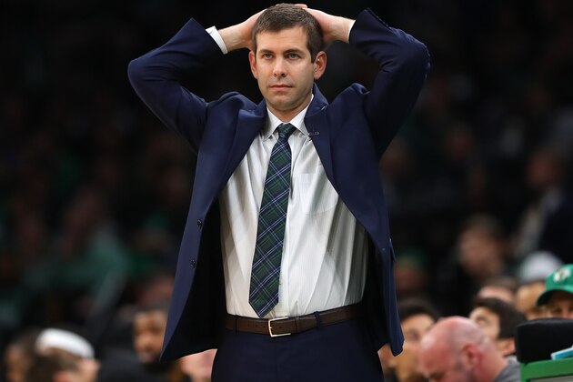 BOSTON, MASSACHUSETTS - MAY 03: Boston Celtics head coach Brad Stevens reacts during the second half of Game 3 of the Eastern Conference Semifinals of the 2019 NBA Playoffs at TD Garden on May 03, 2019 in Boston, Massachusetts. The Bucks defeat the Celtics 123 - 116. (Photo by Maddie Meyer/Getty Images) BOSTON, MASSACHUSETTS - MAY 03: Boston Celtics head coach Brad Stevens reacts during the second half of Game 3 of the Eastern Conference Semifinals of the 2019 NBA Playoffs at TD Garden on May 03, 2019 in Boston, Massachusetts. The Bucks defeat the Celtics 123 - 116. (Photo by Maddie Meyer/Getty Images)