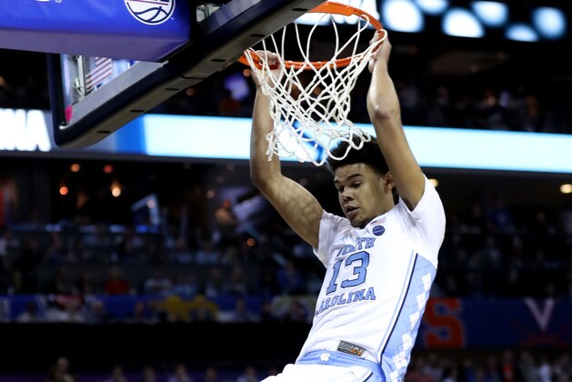 CHARLOTTE, NORTH CAROLINA - MARCH 15: Cameron Johnson #13 of the North Carolina Tar Heels dunks the ball against the Duke Blue Devils during their game in the semifinals of the 2019 Men's ACC Basketball Tournament at Spectrum Center on March 15, 2019 in Charlotte, North Carolina.  (Photo by Streeter Lecka/Getty Images)