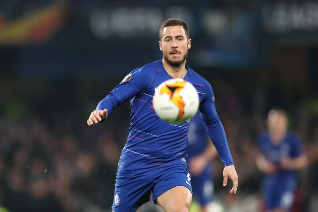 LONDON, ENGLAND - MAY 09: Eden Hazard of Chelsea during the UEFA Europa League Semi Final Second Leg match between Chelsea and Eintracht Frankfurt at Stamford Bridge on May 9, 2019 in London, England. (Photo by James Williamson - AMA/Getty Images)