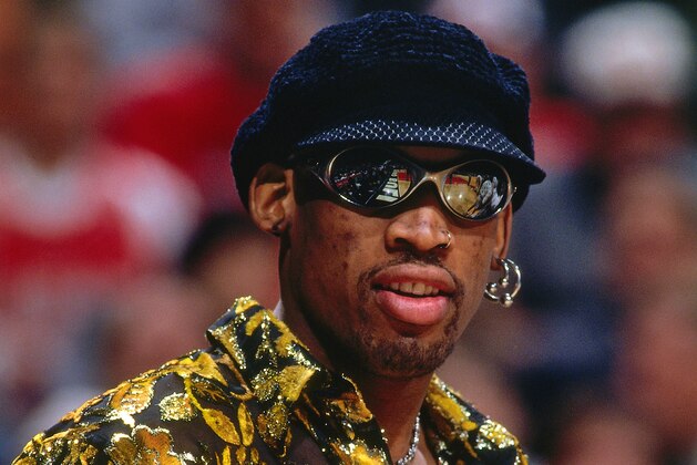 CHICAGO, IL - APRIL 1: Dennis Rodman #91 of the Chicago Bulls is seen during the game against the Boston Celtics on April 1, 1997 at the United Center in Chicago, IL. NOTE TO USER: User expressly acknowledges and agrees that, by downloading and/or using this photograph, user is consenting to the terms and conditions of the Getty Images License Agreement. Mandatory Copyright Notice: Copyright 1997 NBAE (Photo by Scott Cunningham/NBAE via Getty Images)