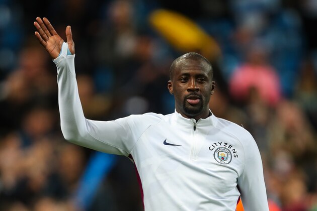 MANCHESTER, ENGLAND - MAY 09: Yaya Toure of Manchester City waves to the fans after his final appearance for the club during the Premier League match between Manchester City and Brighton and Hove Albion at Etihad Stadium on May 9, 2018 in Manchester, England. (Photo by Robbie Jay Barratt - AMA/Getty Images)