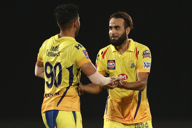 VISAKHAPATNAM, INDIA - MAY 10: Imran Tahir of the Chennai Super Kings celebrates taking the wicket of Shreyas Iyer of the Delhi Capitals during the Indian Premier League IPL Qualifier Final match between the Delhi Capitals and the Chennai Super Kings at ACA-VDCA Stadium on May 10, 2019 in Visakhapatnam, India. (Photo by Robert Cianflone/Getty Images)