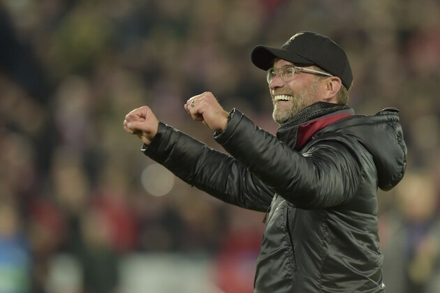 LIVERPOOL, ENGLAND - MAY 07: Head coach Juergen Klopp of FC Liverpool celebrates after the UEFA Champions League Semi Final second leg match between Liverpool and Barcelona at Anfield on May 7, 2019 in Liverpool, England. (Photo by TF-Images/Getty Images)