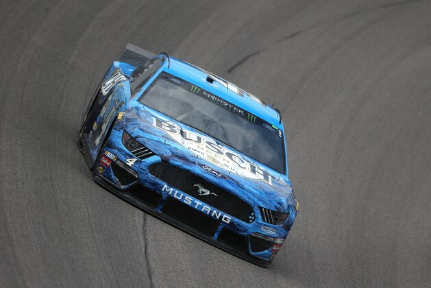 KANSAS CITY, KS - MAY 10:  Kevin Harvick, driver of the #4 Busch Beer Ford, practices for the Monster Energy NASCAR Cup Series Digital Ally 400 at Kansas Speedway on May 10, 2019 in Kansas City, Kansas.  (Photo by Brian Lawdermilk/Getty Images)