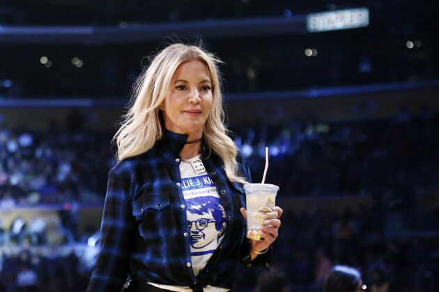 LOS ANGELES, CA - MARCH 29: President of the Los Angeles Lakers Jeanie Buss is seen during the game against the Charlotte Hornets on March 29, 2019 at STAPLES Center in Los Angeles, California. NOTE TO USER: User expressly acknowledges and agrees that, by downloading and/or using this Photograph, user is consenting to the terms and conditions of the Getty Images License Agreement. Mandatory Copyright Notice: Copyright 2019 NBAE (Photo by Chris Elise/NBAE via Getty Images)