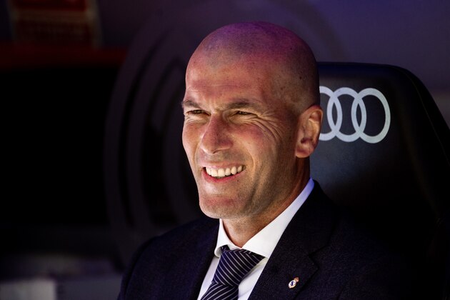 MADRID, SPAIN - MAY 05: Zinedine Zidane during the La Liga match between Real Madrid CF and Villarreal CF at Estadio Santiago Bernabeu on May 05, 2019 in Madrid, Spain. (Photo by Sonia Canada/Getty Images)