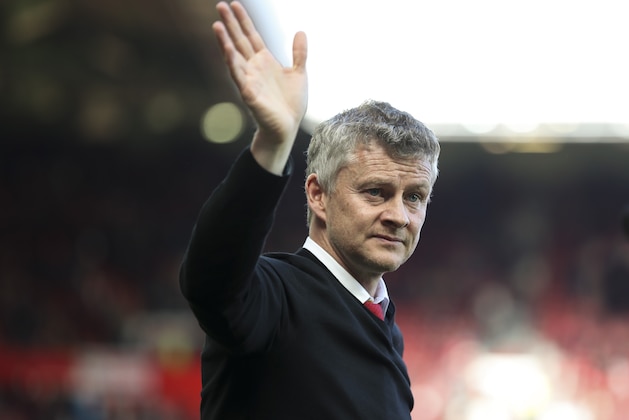MANCHESTER, ENGLAND - MAY 12: Ole Gunnar Solskjaer the head coach / manager of Manchester United waves to the supporters after the Premier League match between Manchester United and Cardiff City at Old Trafford on May 12, 2019 in Manchester, United Kingdom. (Photo by James Baylis - AMA/Getty Images)