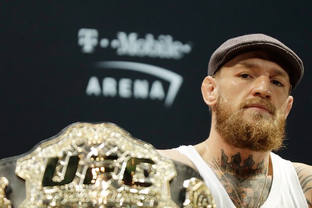 LAS VEGAS, NV - OCTOBER 04:  Conor McGregor speaks during a press conference for UFC 229 at Park Theater at Park MGM on October 04, 2018 in Las Vegas, Nevada. McGregor will challenge UFC lightweight champion Khabib Nurmagomedov for his title at UFC 229 on October 06 at T-Mobile Arena in Las Vegas, Nevada. (Photo by Isaac Brekken/Getty Images)