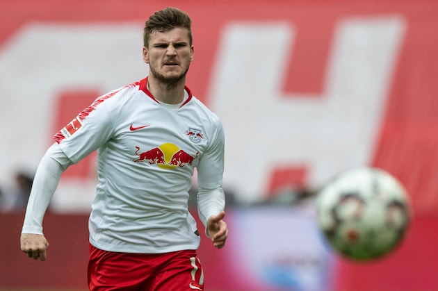 Leipzig's German forward Timo Werner chases the ball during the German first division Bundesliga football match RB Leipzig vs FC Bayern Munich in Leipzig, eastern Germany on May 11, 2019. (Photo by John MACDOUGALL / AFP) / RESTRICTIONS: DFL REGULATIONS PROHIBIT ANY USE OF PHOTOGRAPHS AS IMAGE SEQUENCES AND/OR QUASI-VIDEO        (Photo credit should read JOHN MACDOUGALL/AFP/Getty Images)