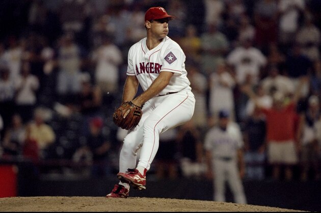 4 Aug 1998: Pitcher John Wetteland #35 of the Texas Rangers in action during a game against the Toronto Blue Jays at The Ballpark in Arlington, Texas. The Rangers defeated the Blue Jays 11-9. 4 Aug 1998: Pitcher John Wetteland #35 of the Texas Rangers in action during a game against the Toronto Blue Jays at The Ballpark in Arlington, Texas. The Rangers defeated the Blue Jays 11-9.