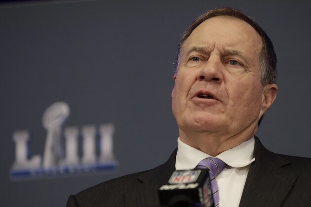 New England Patriots head coach Bill Belichick answers a question during a news conference for the NFL Super Bowl 53 football game Monday, Feb. 4, 2019, in Atlanta. The Patriots beat the Los Angeles Rams 13-3. (AP Photo/Morry Gash)