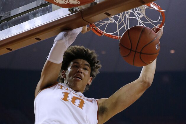 AUSTIN, TEXAS - MARCH 02: Jaxson Hayes #10 of the Texas Longhorns slam dunks against the Iowa State Cyclones at The Frank Erwin Center on March 02, 2019 in Austin, Texas. (Photo by Chris Covatta/Getty Images)
