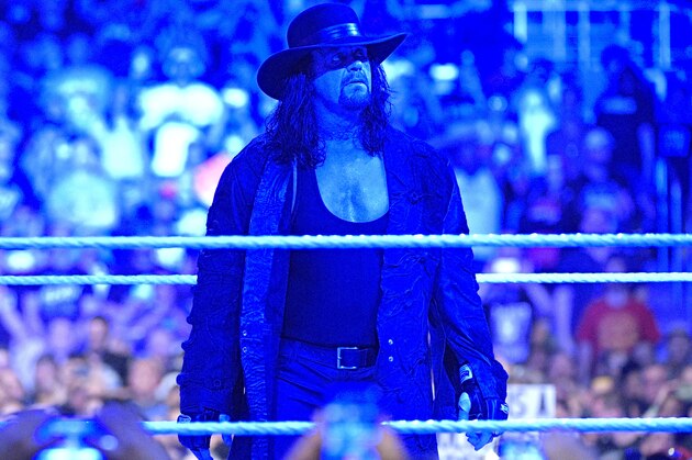 IMAGE DISTRIBUTED FOR WWE - Undertaker gazes at the crowd after what could be his final WrestleMania match on Sunday, April 2, 2017, in Orlando, Fla. (Phelan M. Ebenhack/AP Images for WWE)