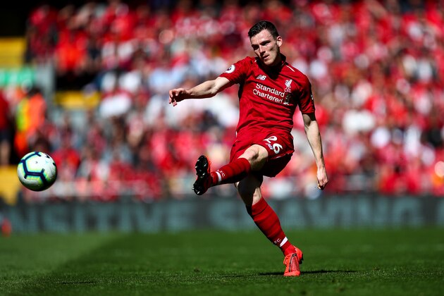LIVERPOOL, ENGLAND - MAY 12: Andrew Robertson of Liverpool during the Premier League match between Liverpool FC and Wolverhampton Wanderers at Anfield on May 12, 2019 in Liverpool, United Kingdom. (Photo by Robbie Jay Barratt - AMA/Getty Images)