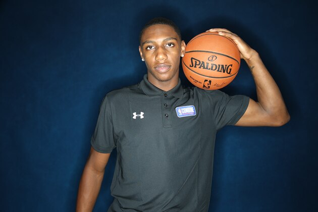 CHICAGO, IL - MAY 14: RJ Barrett poses for a portrait at the 2019 NBA Draft Combine on May 14, 2019 at the Chicago Hilton in Chicago, Illinois. NOTE TO USER: User expressly acknowledges and agrees that, by downloading and/or using this photograph, user is consenting to the terms and conditions of the Getty Images License Agreement. Mandatory Copyright Notice: Copyright 2019 NBAE (Photo by David Sherman/NBAE via Getty Images)