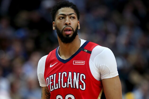 DALLAS, TEXAS - MARCH 18: Anthony Davis #23 of the New Orleans Pelicans walks off the court against the Dallas Mavericks in the first half at American Airlines Center on March 18, 2019 in Dallas, Texas. NOTE TO USER: User expressly acknowledges and agrees that, by downloading and or using this photograph, User is consenting to the terms and conditions of the Getty Images License Agreement. (Photo by Tom Pennington/Getty Images)