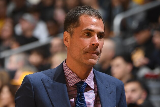 LOS ANGELES, CA - JANUARY 13: General Manager Rob Pelinka of the Los Angeles Lakers attends the game against the Cleveland Cavaliers on January 13, 2019 at STAPLES Center in Los Angeles, California. NOTE TO USER: User expressly acknowledges and agrees that, by downloading and/or using this photograph, user is consenting to the terms and conditions of the Getty Images License Agreement. Mandatory Copyright Notice: Copyright 2019 NBAE (Photo by Andrew D. Bernstein/NBAE via Getty Images)