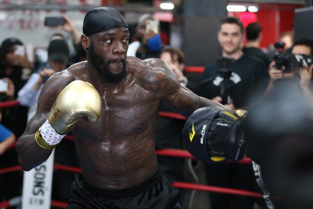 NEW YORK, NEW YORK - MAY 14: Deontay Wilder during a media work out at Gleason's Gym on May 14, 2019 in New York City. (Photo by Michael Owens/Getty Images)