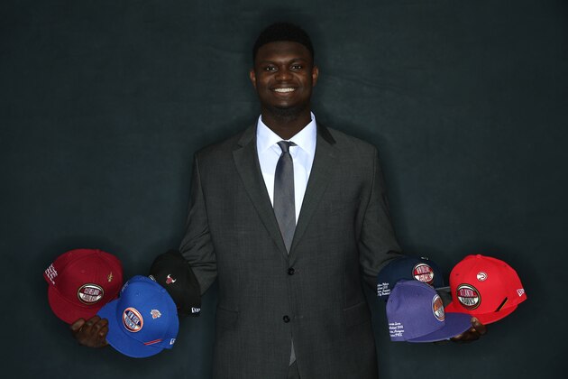CHICAGO, IL - MAY 14: NBA Draft Prospect, Zion Williamson poses for a portrait at the 2019 NBA Draft Lottery on May 14, 2019 at the Chicago Hilton in Chicago, Illinois. NOTE TO USER: User expressly acknowledges and agrees that, by downloading and/or using this photograph, user is consenting to the terms and conditions of the Getty Images License Agreement. Mandatory Copyright Notice: Copyright 2019 NBAE (Photo by David Sherman/NBAE via Getty Images)