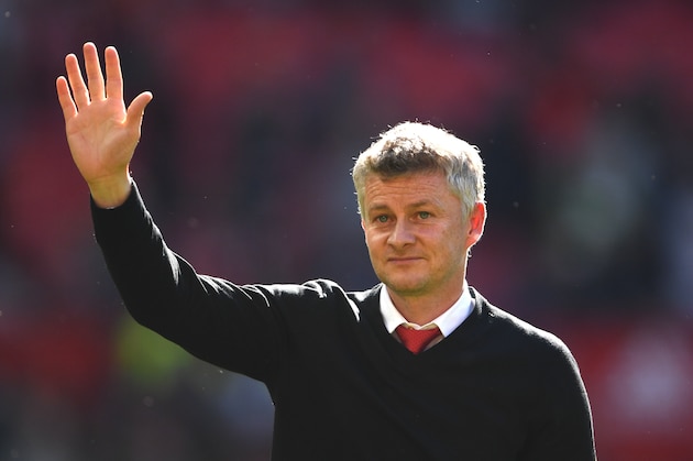MANCHESTER, ENGLAND - MAY 12:  United manager Ole Gunnar Solskjaer waves to the crowd after the Premier League match between Manchester United and Cardiff City at Old Trafford on May 12, 2019 in Manchester, United Kingdom. (Photo by Stu Forster/Getty Images)