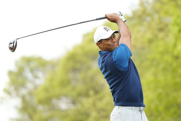 FARMINGDALE, NEW YORK - MAY 16: Tiger Woods of the United States plays his shot from the tenth tee during the first round of the 2019 PGA Championship at the Bethpage Black course on May 16, 2019 in Farmingdale, New York. (Photo by Patrick Smith/Getty Images)
