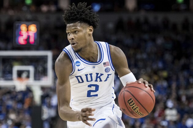 Duke forward Cam Reddish (2) dribbles the ball during the first half of a first-round game in the NCAA men's college basketball tournament Friday, March 22, 2019, in Columbia, S.C. (AP Photo/Sean Rayford)