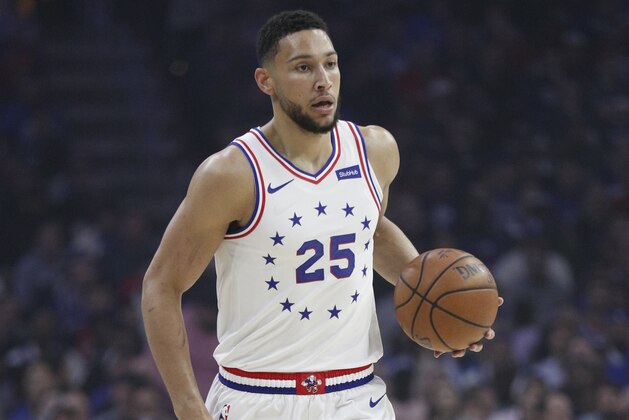 Philadelphia 76ers' Ben Simmons in action during the first half of Game 6 of a second-round NBA basketball playoff series against the Toronto Raptors, Thursday, May 9, 2019, in Philadelphia. 76ers won 112-101. (AP Photo/Chris Szagola)