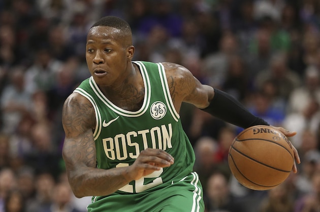 Boston Celtics guard Terry Rozier during the second half of an NBA basketball game against the Sacramento Kings, Wednesday, March 6, 2019, in Sacramento, Calif. The Celtics won 111-109. (AP Photo/Rich Pedroncelli) Boston Celtics guard Terry Rozier during the second half of an NBA basketball game against the Sacramento Kings, Wednesday, March 6, 2019, in Sacramento, Calif. The Celtics won 111-109. (AP Photo/Rich Pedroncelli)