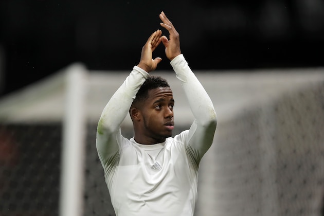 WATFORD, ENGLAND - APRIL 02: Ryan Sessegnon of Fulham shows appreciation to the fans as his team are relegated due to the result in the Premier League match between Watford FC and Fulham FC at Vicarage Road on April 02, 2019 in Watford, United Kingdom. (Photo by Richard Heathcote/Getty Images)