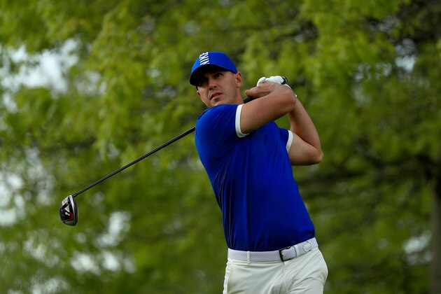 FARMINGDALE, NEW YORK - MAY 17: Brooks Koepka of the United States plays his shot from the 18th tee during the second round of the 2019 PGA Championship at the Bethpage Black course on May 17, 2019 in Farmingdale, New York. (Photo by Mike Ehrmann/Getty Images)
