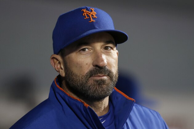 NEW YORK, NEW YORK - APRIL 29:   (NEW YORK DAILIES OUT)   Manager Mickey Callaway #36 of the New York Mets looks on against the Cincinnati Reds at Citi Field on April 29, 2019 in New York City.  The Reds defeated the Mets 5-4. (Photo by Jim McIsaac/Getty Images)