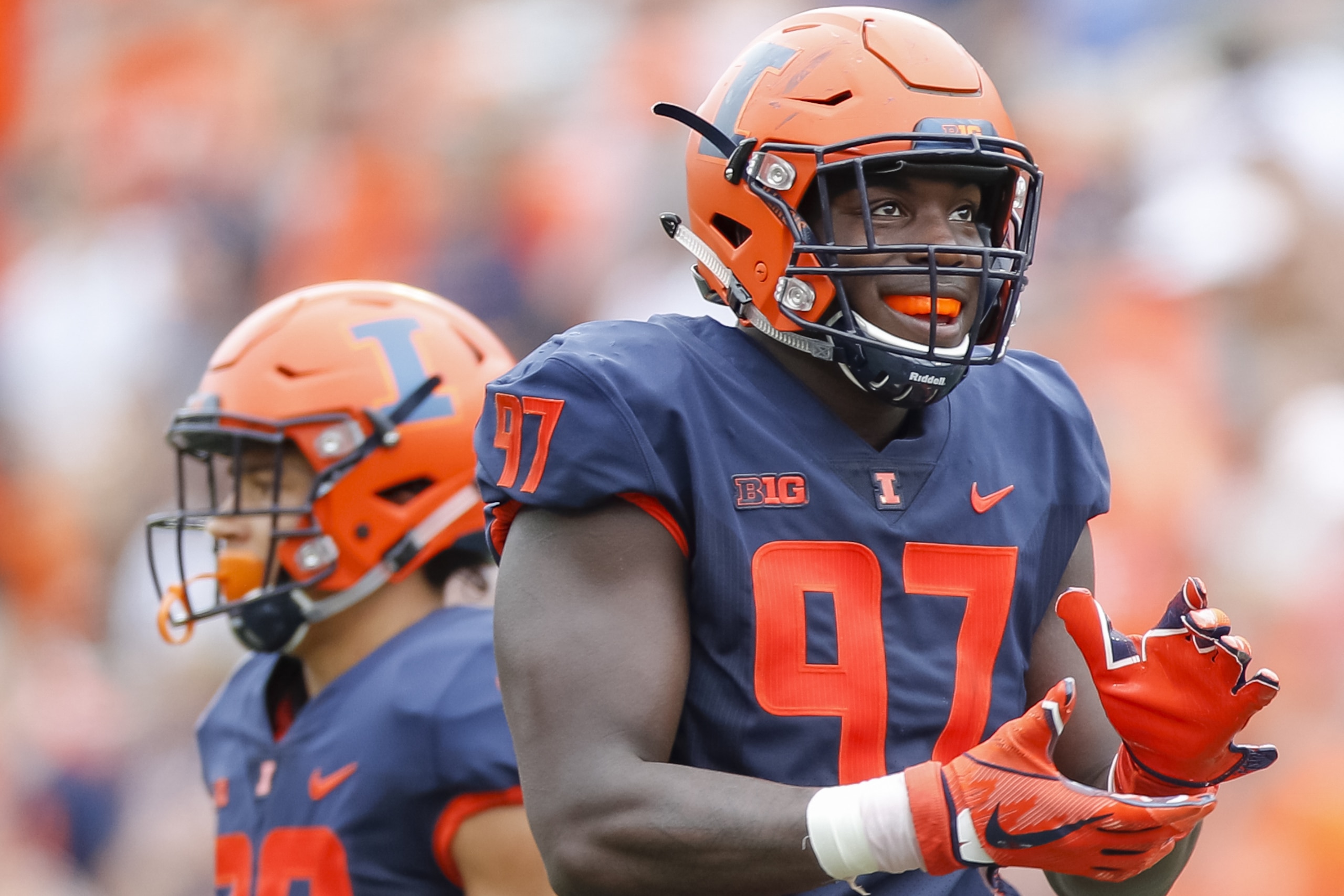 CHAMPAIGN, IL - SEPTEMBER 01: Bobby Roundtree #97 of the Illinois Fighting Illini is seen during the game against the Kent State Golden Flashes at Memorial Stadium on September 1, 2018 in Champaign, Illinois. (Photo by Michael Hickey/Getty Images)