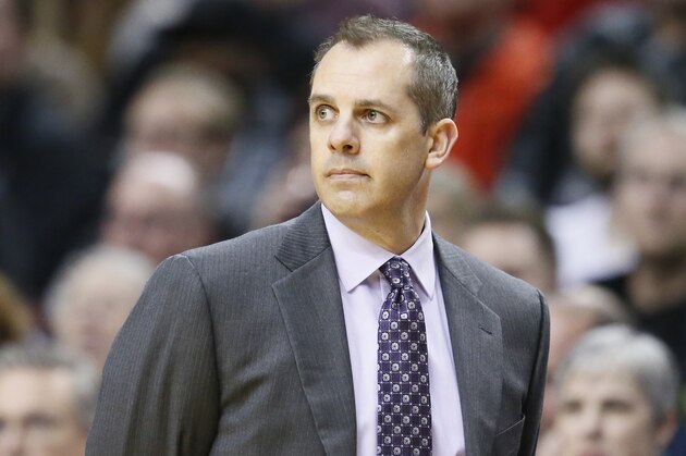 PORTLAND, OR - DECEMBER 2: Indiana Pacers head coach Frank Vogel is seen during the Portland Trail Blazers 106-102 victory over the Indiana Pacers at the Moda Center on December 2, 2013 in Portland, Oregon. NOTE TO USER: User expressly acknowledges and agrees that, by downloading and or using this photograph, User is consenting to the terms and conditions of the Getty Images License Agreement. (Photo by Chris Elise/Getty Images)
