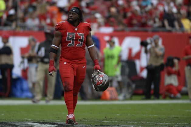 Tampa Bay Buccaneers defensive tackle Gerald McCoy (93) during the first half of an NFL football game against the New Orleans Saints Sunday, Dec. 9, 2018, in Tampa, Fla. (AP Photo/Jason Behnken)