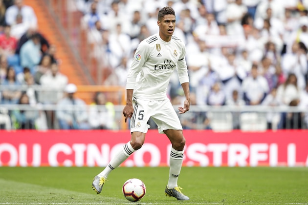 MADRID, SPAIN - MAY 19: Raphael Varane of Real Madrid during the La Liga Santander  match between Real Madrid v Real Betis Sevilla at the Santiago Bernabeu on May 19, 2019 in Madrid Spain (Photo by David S. Bustamante/Soccrates/Getty Images)