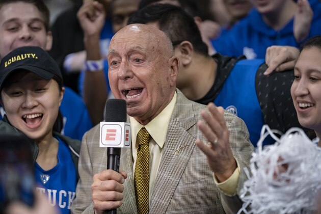 LEXINGTON, KY - FEBRUARY 12: ESPN commentator Dick Vitale is seen before the Kentucky Wildcats and LSU Tigers game at Rupp Arena on February 12, 2019 in Lexington, Kentucky. (Photo by Michael Hickey/Getty Images)