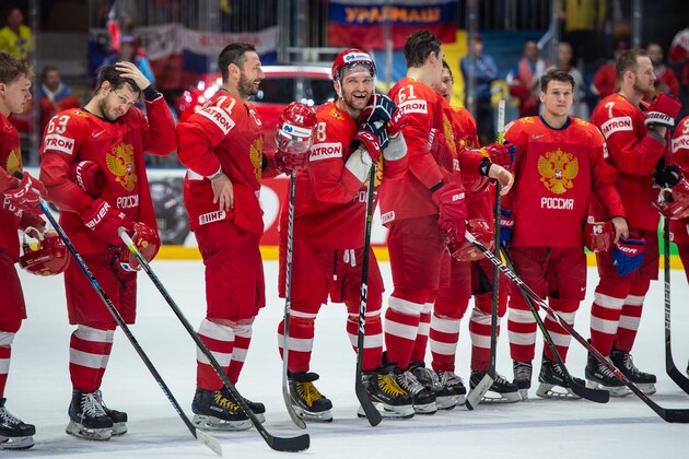 BRATISLAVA, SLOVAKIA - MAY 21: #8 Alexander Ovechkin of Russia looks on during the 2019 IIHF Ice Hockey World Championship Slovakia group game between Sweden and Russia at Ondrej Nepela Arena on May 21, 2019 in Bratislava, Slovakia. (Photo by RvS.Media/Monika Majer/Getty Images)