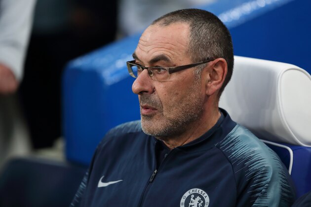LONDON, ENGLAND - MAY 09: Chelsea manager \ head coach Maurizio Sarri during the UEFA Europa League Semi Final Second Leg match between Chelsea and Eintracht Frankfurt at Stamford Bridge on May 9, 2019 in London, England. (Photo by James Williamson - AMA/Getty Images)