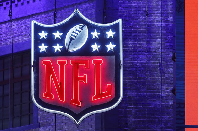 NASHVILLE, TN - APRIL 25: Detail view of the NFL shield logo in neon lights during the first round of the NFL Draft on April 25, 2019 in Nashville, Tennessee. (Photo by Joe Robbins/Getty Images)