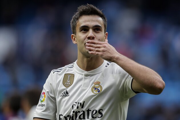MADRID, SPAIN - APRIL 6: Sergio Reguilon of Real Madrid during the La Liga Santander  match between Real Madrid v Eibar at the Santiago Bernabeu on April 6, 2019 in Madrid Spain (Photo by David S. Bustamante/Soccrates/Getty Images)