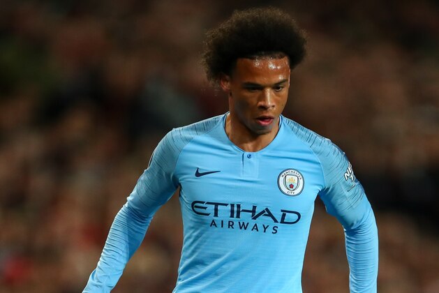 MANCHESTER, ENGLAND - APRIL 24:  Leroy Sane of Manchester City during the Premier League match between Manchester United and Manchester City at Old Trafford on April 24, 2019 in Manchester, United Kingdom. (Photo by Robbie Jay Barratt - AMA/Getty Images)
