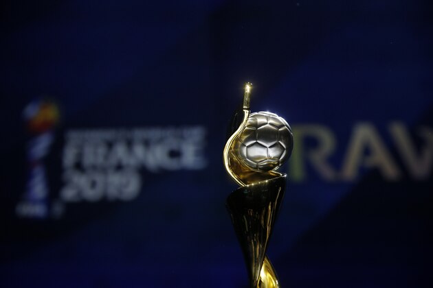 PARIS, FRANCE - DECEMBER 08:  The FIFA Women's World Cup trophy on display during the FIFA Women's World Cup France 2019 Draw at La Seine Musicale on December 8, 2018 in Paris, France.  (Photo by Dean Mouhtaropoulos/Getty Images)