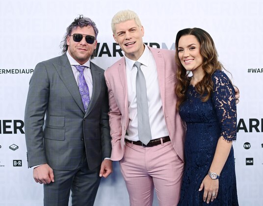 NEW YORK, NEW YORK - MAY 15: Kenny Omega and Cody Rhodes of TNT’s All Elite Wrestling attend the WarnerMedia Upfront 2019 arrivals on the red carpet at The Theater at Madison Square Garden on May 15, 2019 in New York City. 602140 (Photo by Mike Coppola/Getty Images for WarnerMedia)